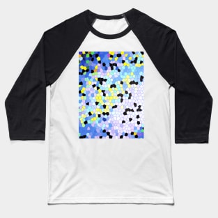 Purple Periwinkle Blue Yellow & Black Mosaic Abstract Pattern Baseball T-Shirt